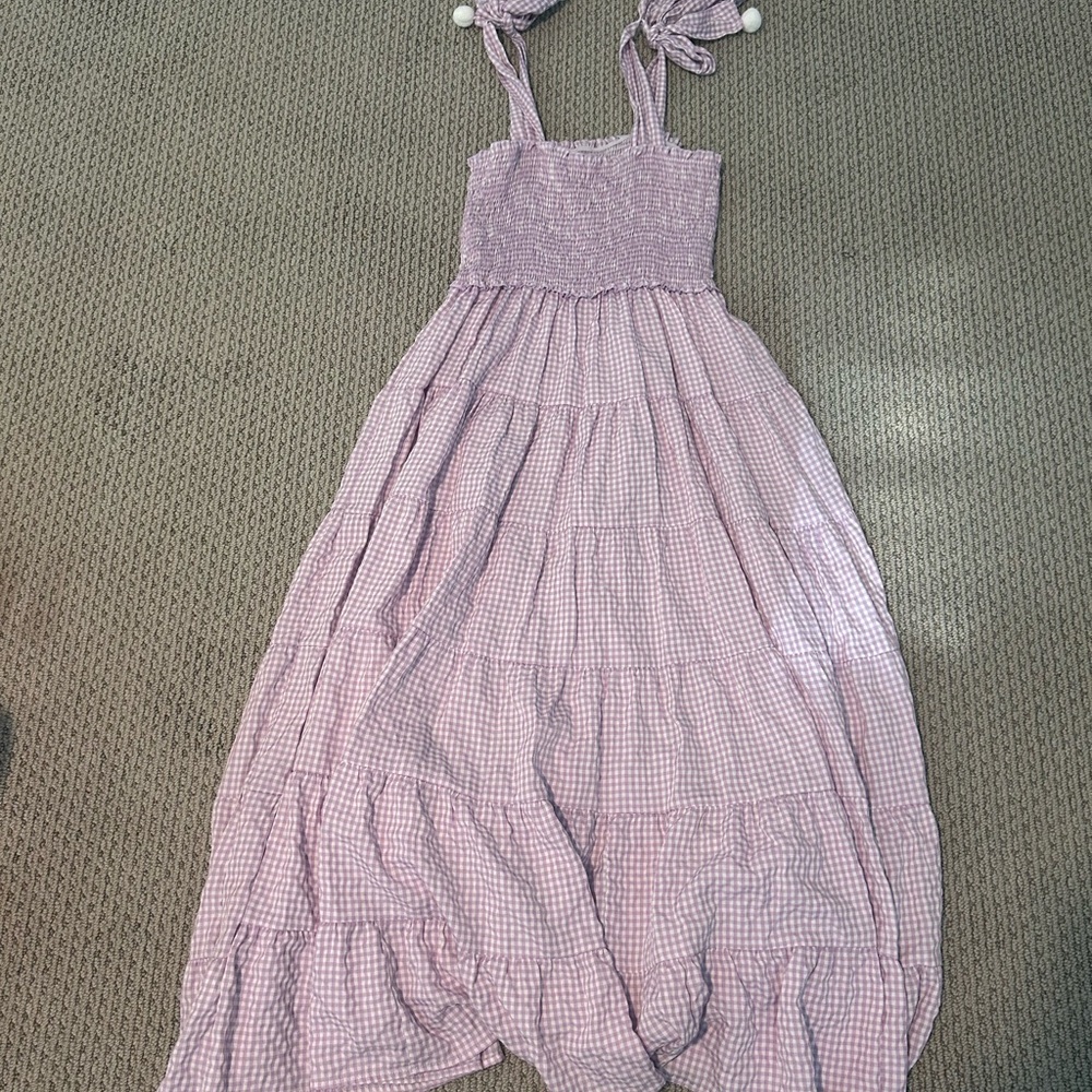 Pink Gingham Maxi Dress